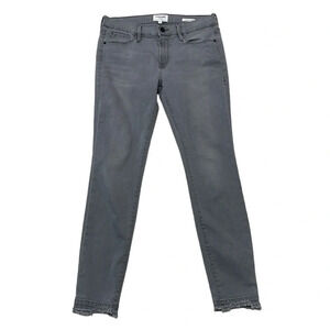 FRAME Jeans Women's 31 Grey Denim Le Skinny De Jeanne Raw Hem Pockets